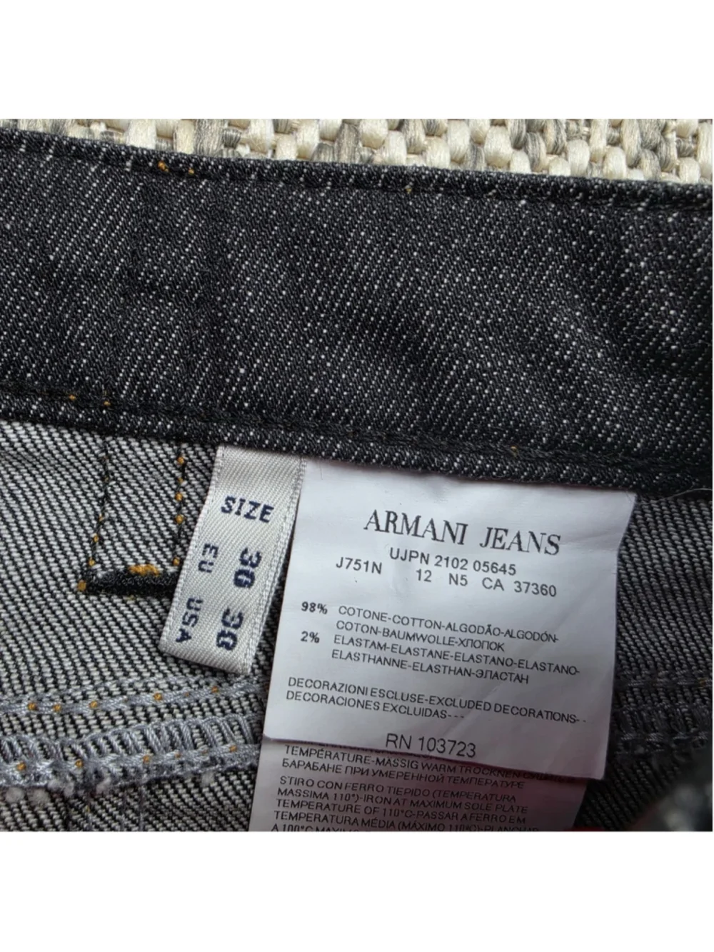 Armani Jeans Men’s 30 Dark Indigo Stretch Slim Straight Leg Denim Pants
